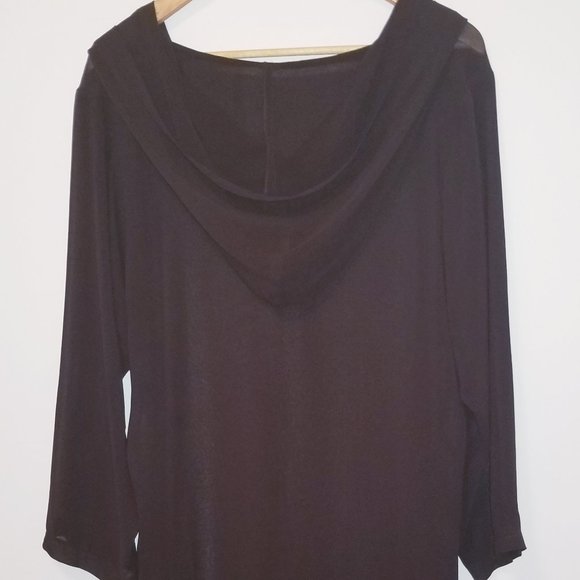 brown sheer mesh coverup with hoodie - Picture 5 of 6